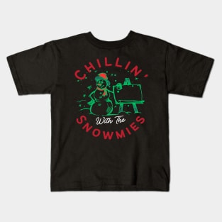 Chillin With The Snowmies Christmas Holiday Design Kids T-Shirt